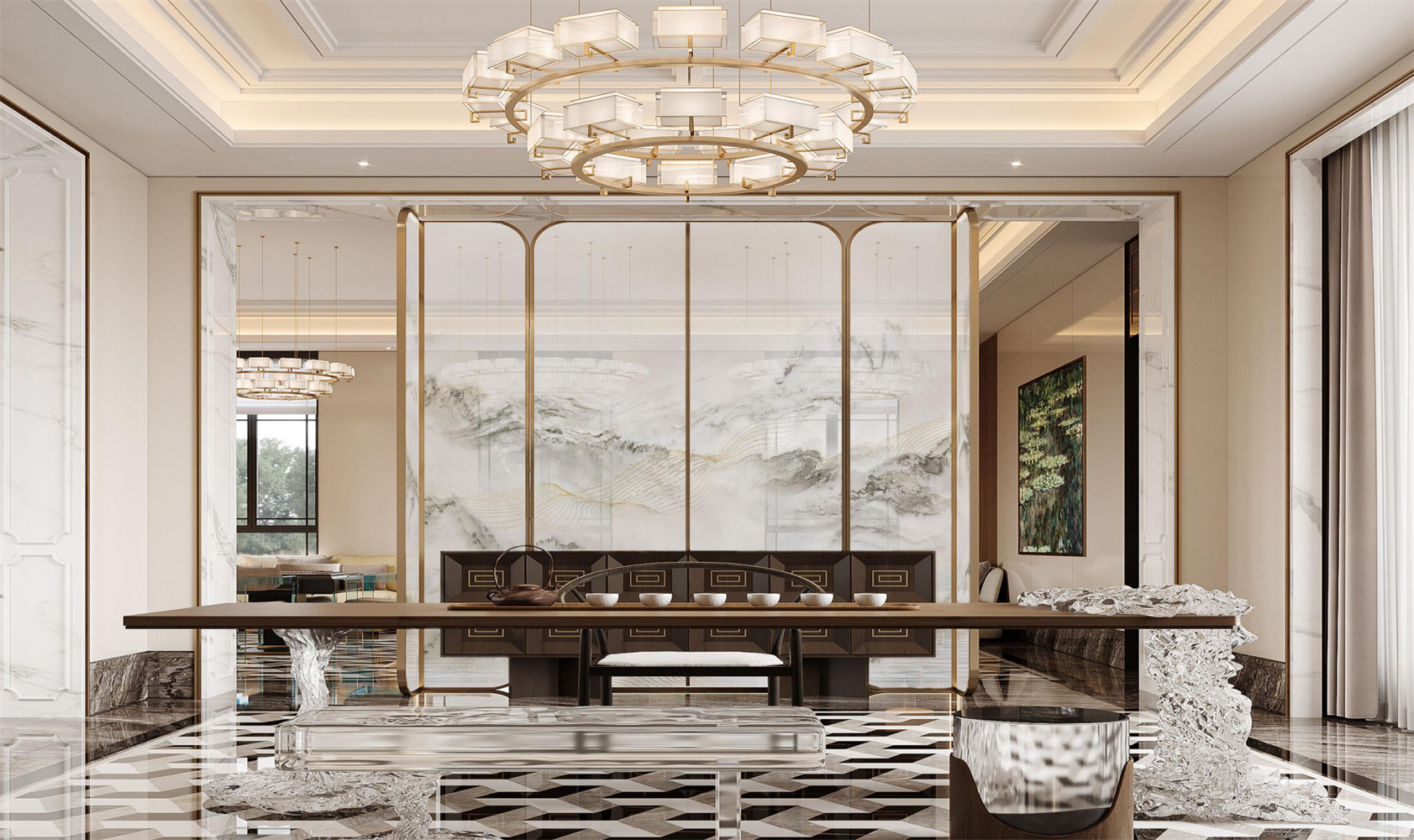 A Splendid Realm of Clouded Mountains <span>(Suzhou Embroidery Screen)</span>